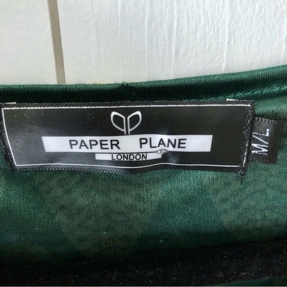 Paper Plane London Boho Green Leaf Print Sleeveless Mini Dress Size M/L - Picture 3 of 9